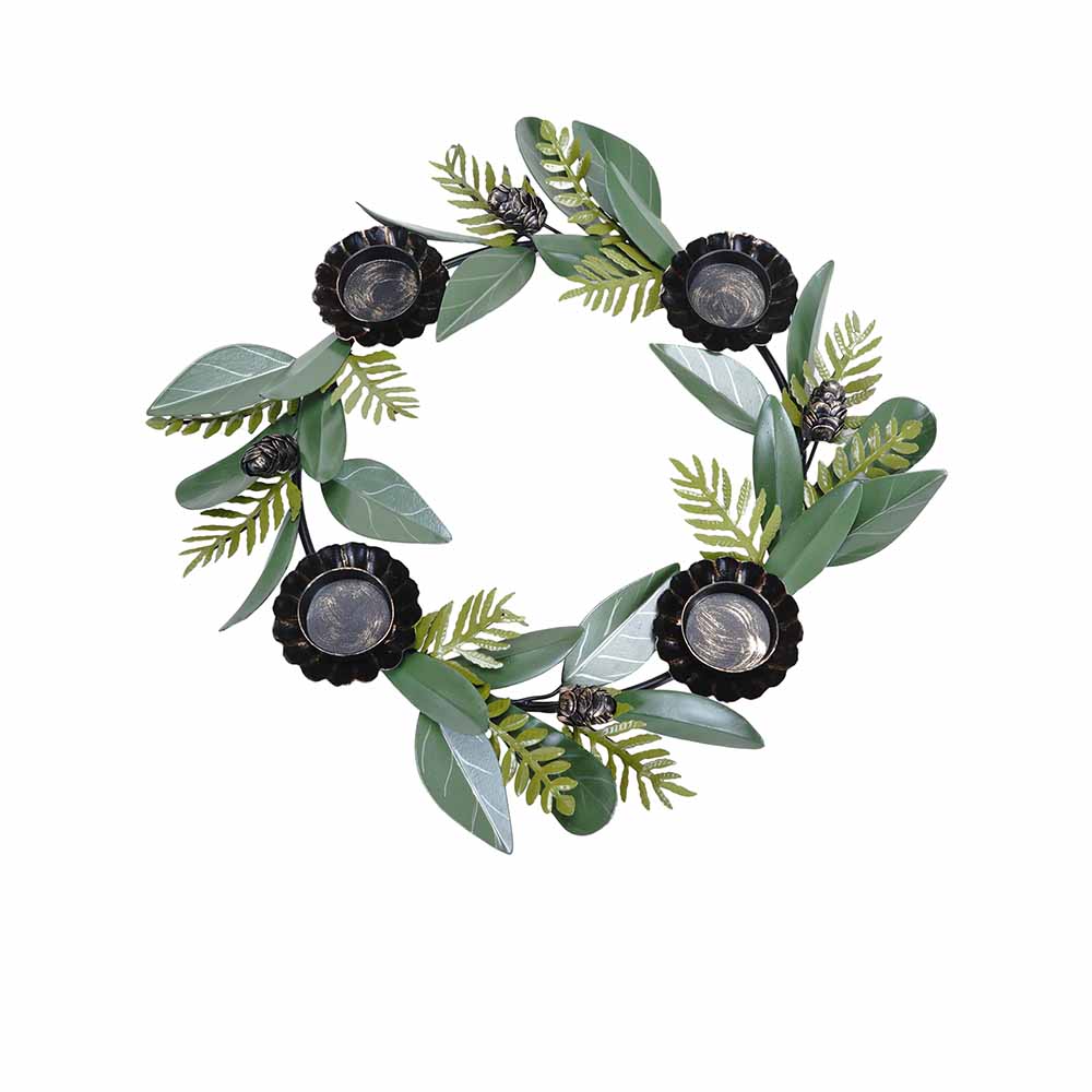 Floral Green Wreath Candle Holder - Decor & Living - 4