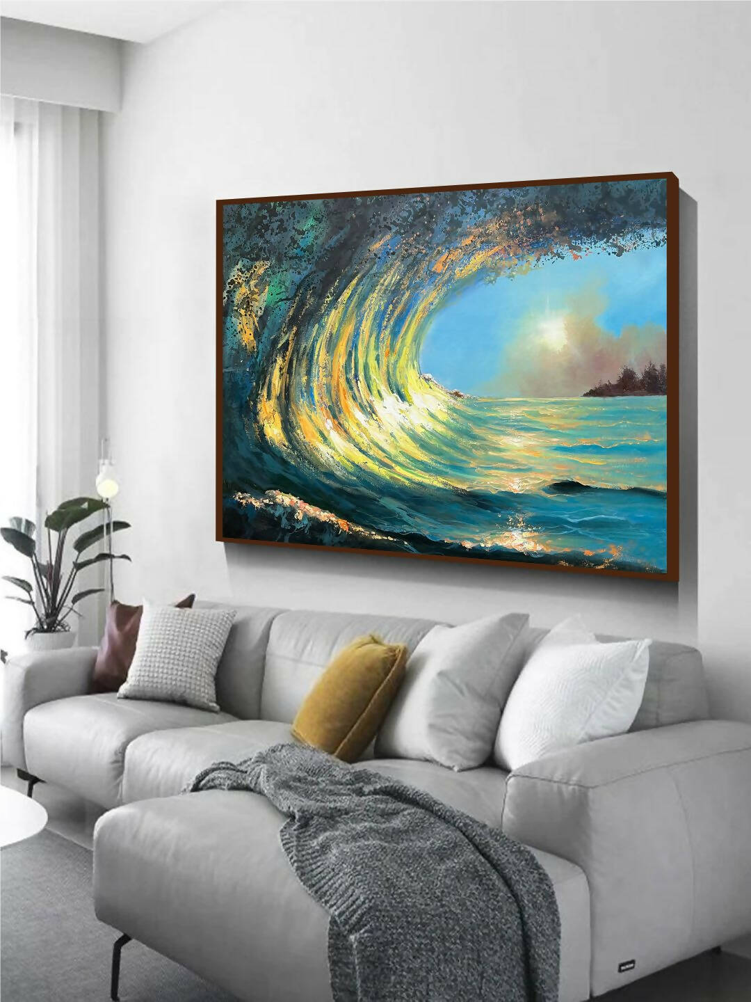 Blue Yellow Sunset and Ocean - Wall Decor - 1