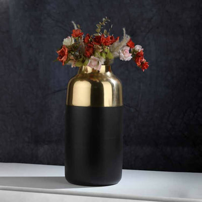 "Cylindrical Deidra" Wood Large Gold Vase- 52-003-30-2