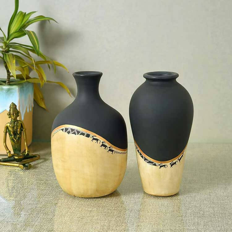 Midnight's Secret Small Vase - Set of 2 (4x4x7, 5x5x7") - Decor & Living - 1