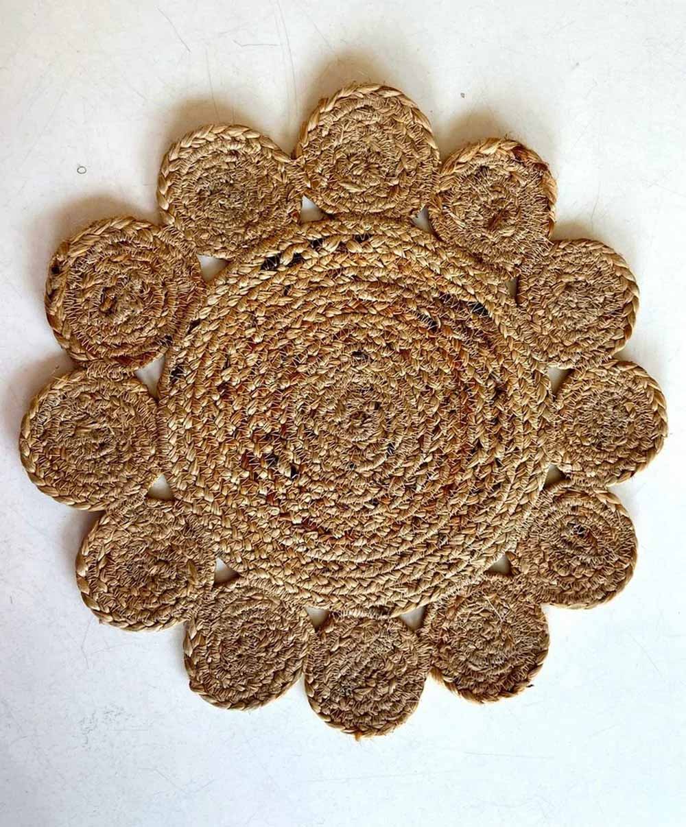 Jute Round Placemat, Outer Small Circles - Pack of 6 - Dining & Kitchen - 2