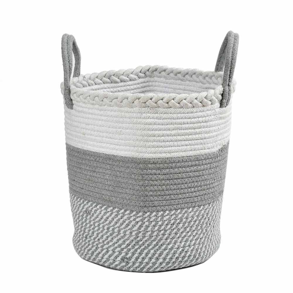 Cotton Storage Basket Top Criss Cross Dual Color with Handle - Storage & Utilities - 2