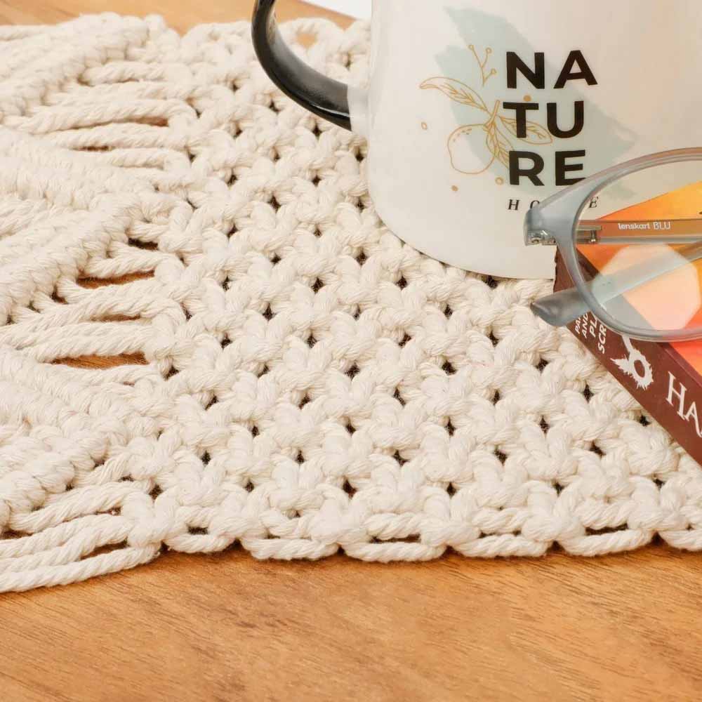 Macrame Placemat Side Triangle, Small Knots - Pack of 2 - Dining & Kitchen - 5