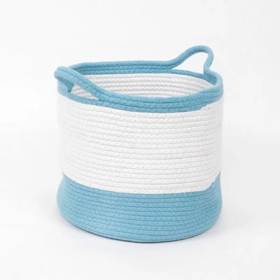 Cotton Dual Color Small Handle Basket - Storage & Utilities - 2