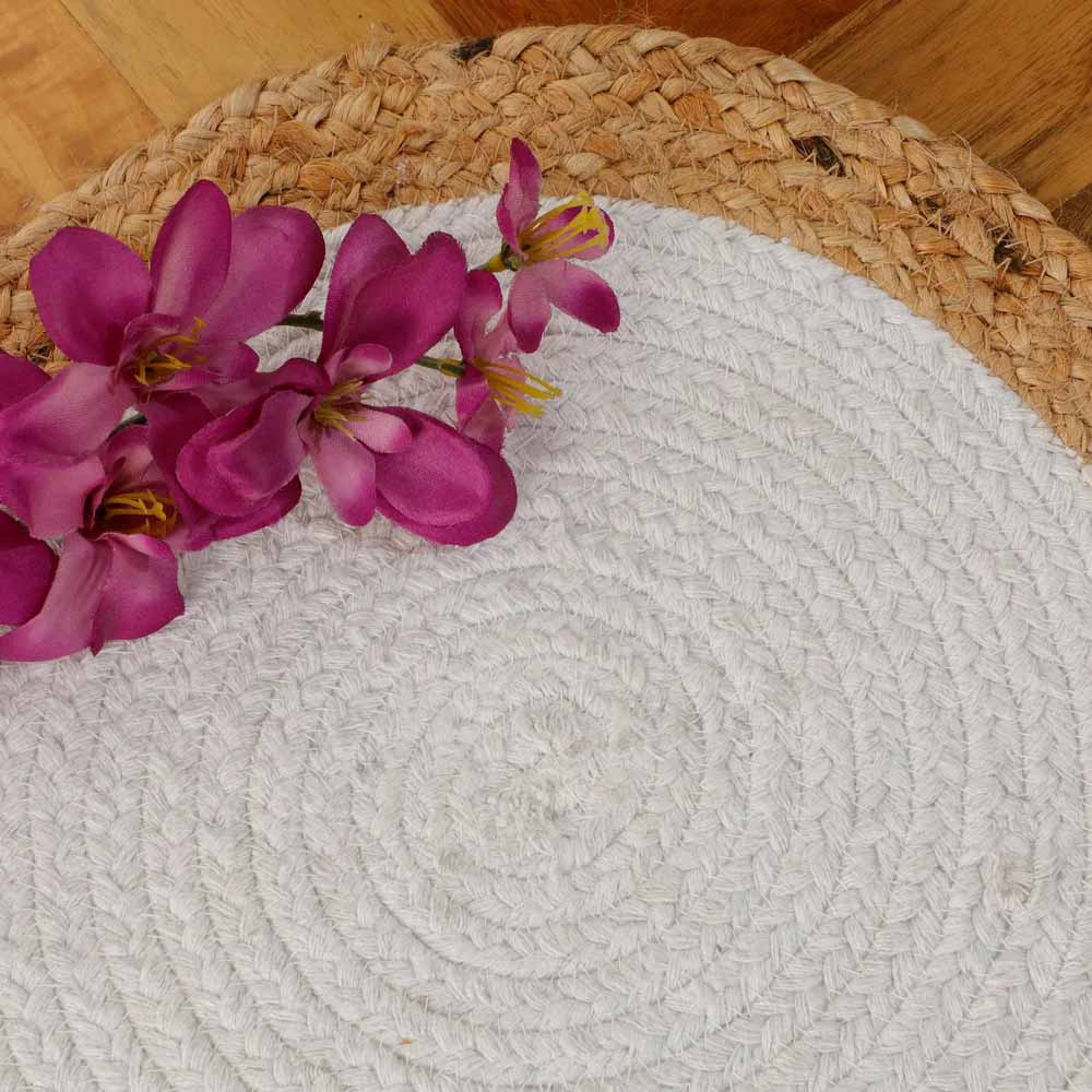 Jute Cotton Dual Round Placemat - Pack of 2 - Dining & Kitchen - 3