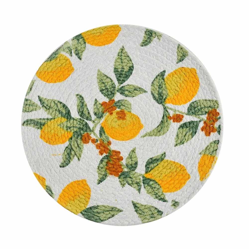Printed Floral Leaf Cotton Placemat Round - Pack of 2 - Dining & Kitchen - 3