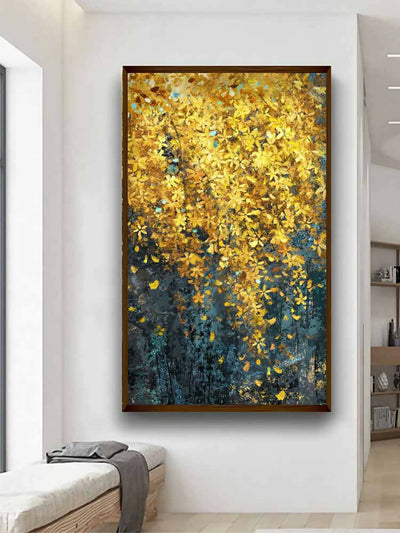 Golden Leaves Abstract Art - Wall Decor - 1
