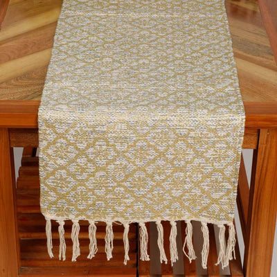 Cotton Foil Printed Table Runner with Tassels - Dining & Kitchen - 3