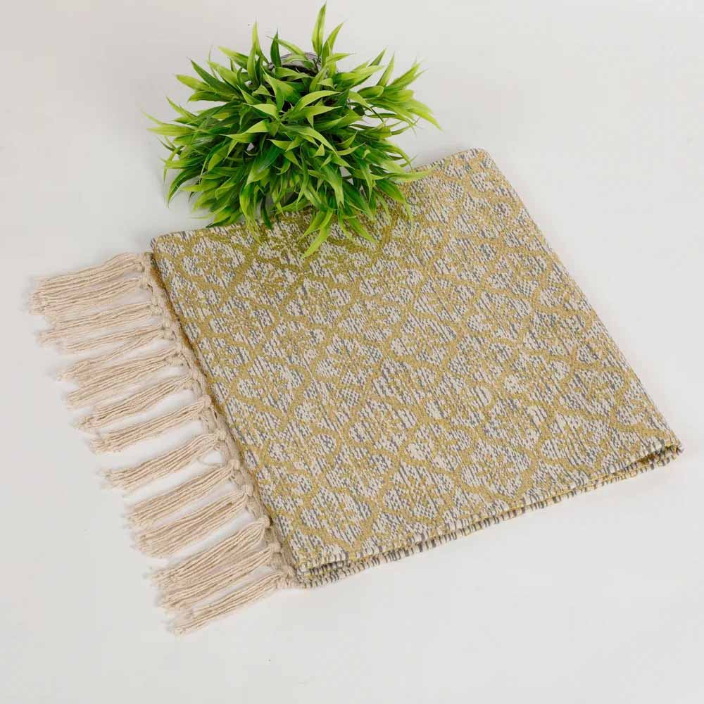 Cotton Foil Printed Table Runner with Tassels - Dining & Kitchen - 4