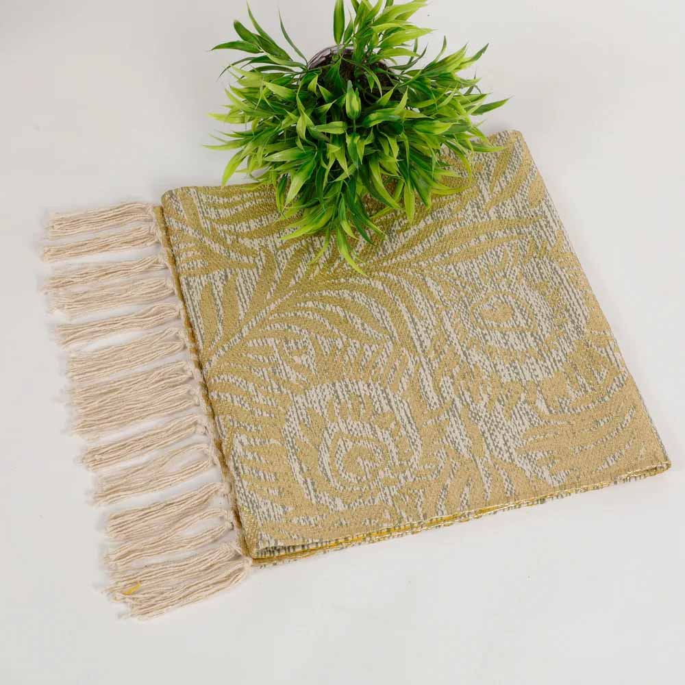 Cotton Foil Printed Table Runner with Tassels - Dining & Kitchen - 9
