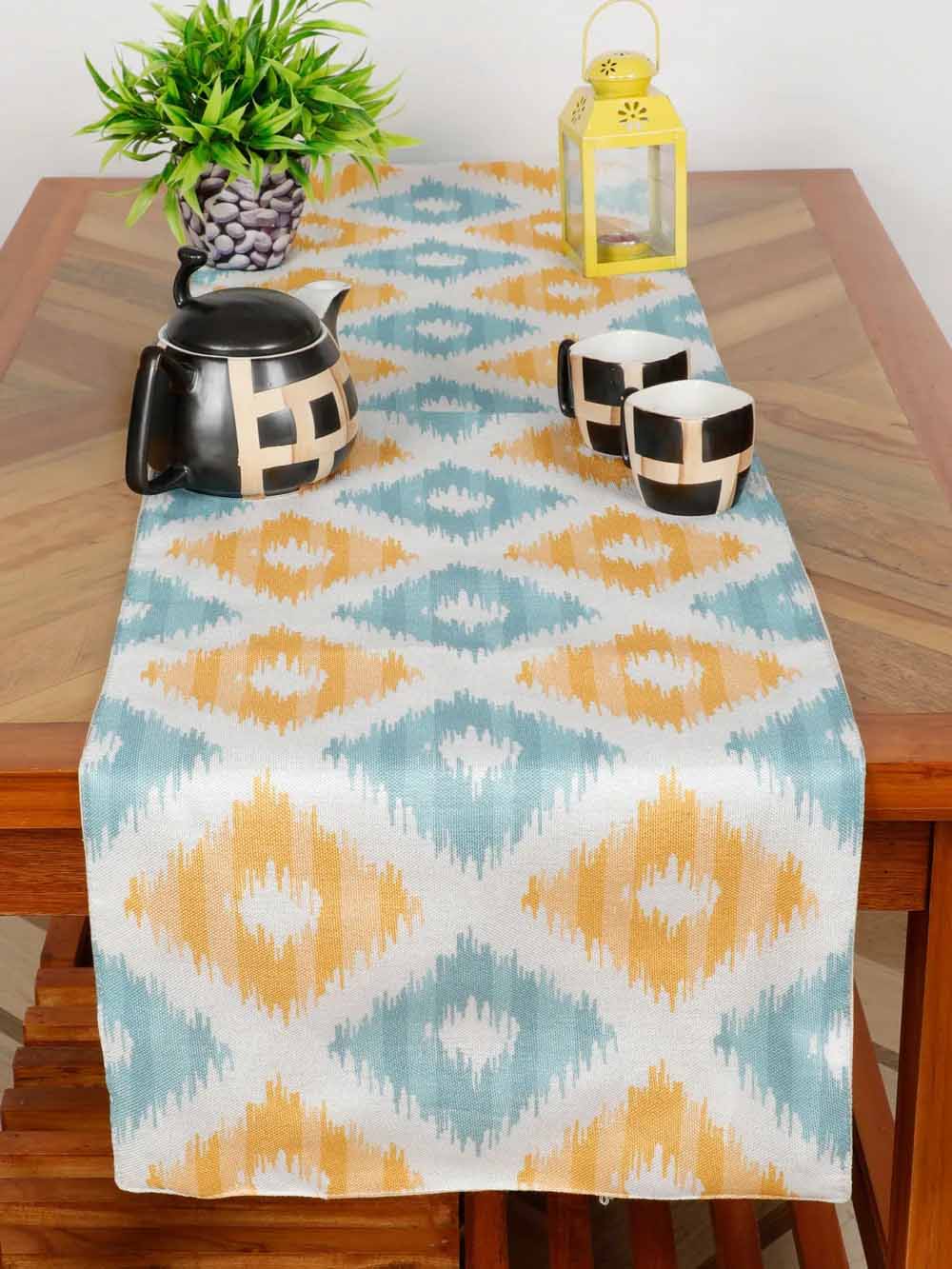Cotton Polyester Printed Table Runner, Squares - Dining & Kitchen - 5