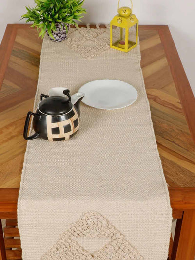 Knitted Tufted Table Runner Triangles, Tassels - Dining & Kitchen - 2