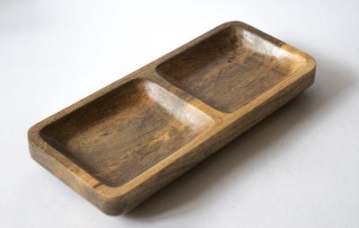 Wooden Condiment Bowl - 2 Compartments - Dining & Kitchen - 3