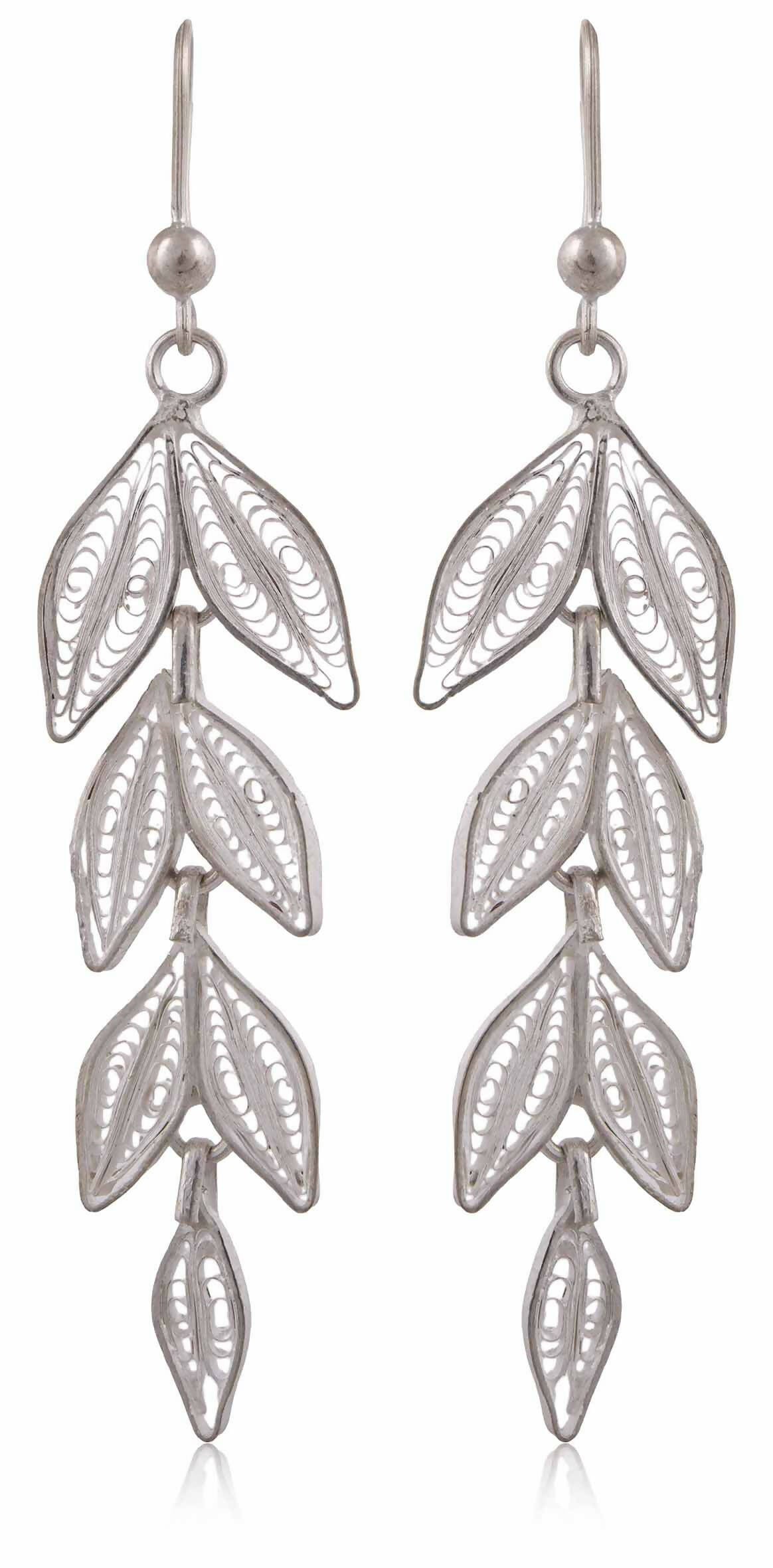 Leaves of Desire - Silver Filigree earrings SJ-988 - Fashion & Lifestyle - 2