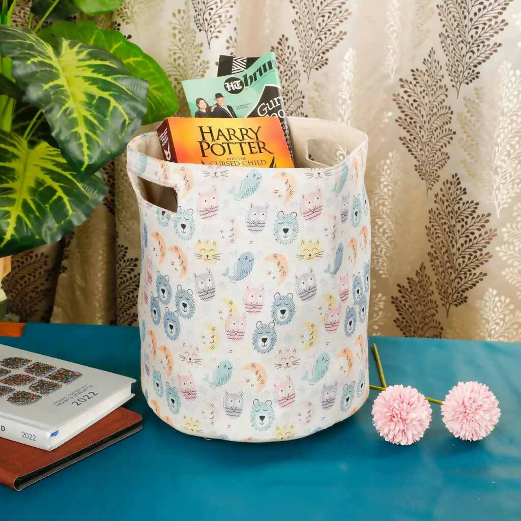 Colorful Printed Cotton Polyester Basket Side Handle - Storage & Utilities - 1