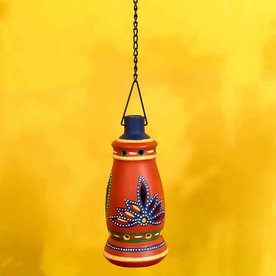 Terracotta Red Handpainted Hanging Tea Light - Decor & Living - 1