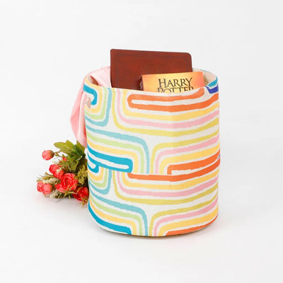 Colorful Printed Cotton Polyester Basket Side Handle - Storage & Utilities - 4