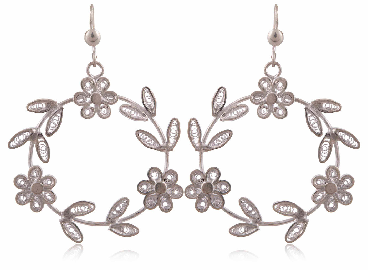 Laurels Galore - Silver Filigree earrings SJ-990 - Fashion & Lifestyle - 4