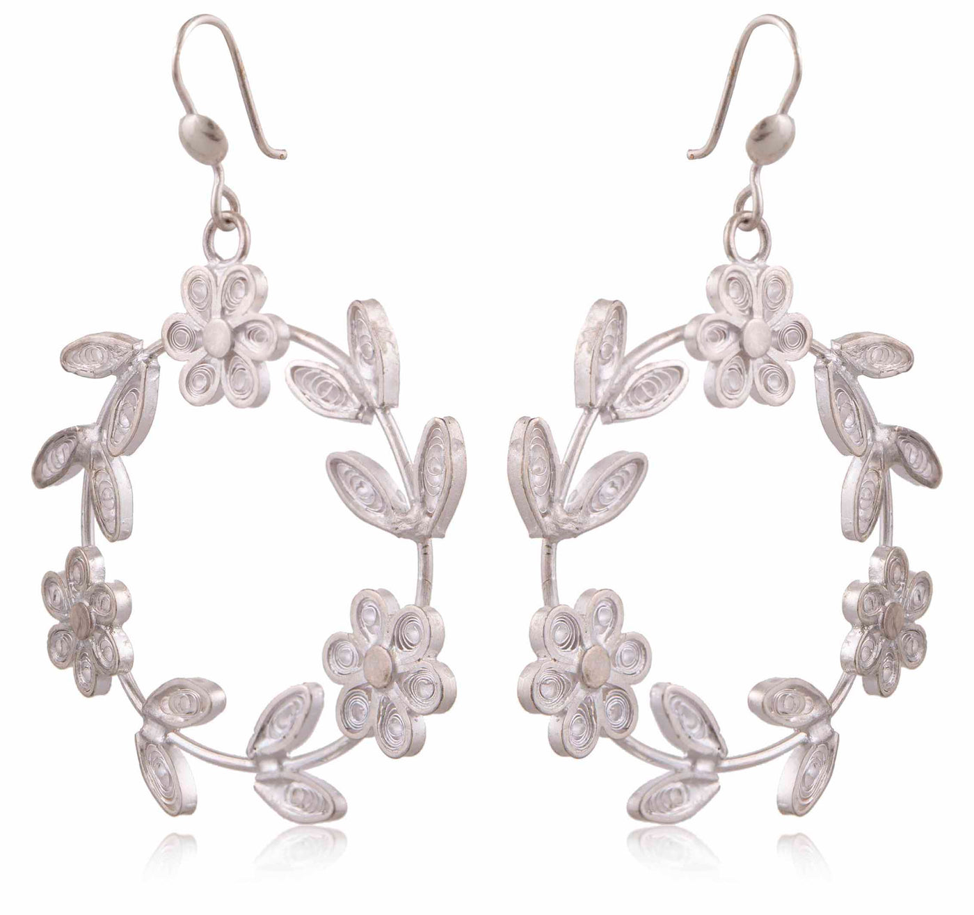 Laurels Galore - Silver Filigree earrings SJ-990 - Fashion & Lifestyle - 2