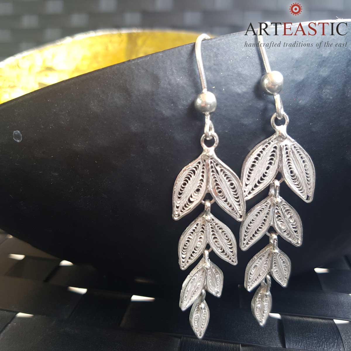 Leaves of Desire - Silver Filigree earrings SJ-988 - Fashion & Lifestyle - 1