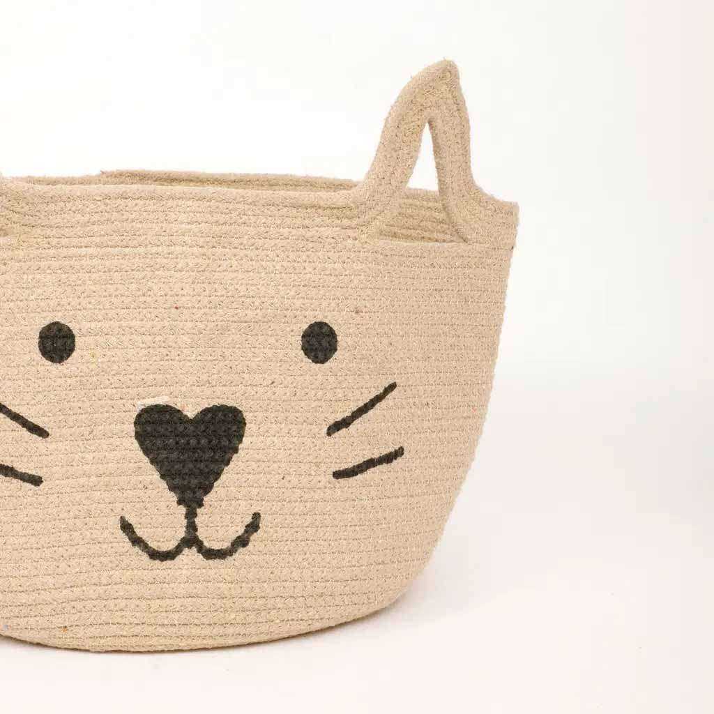 Kids Cat Face Look Cotton Basket - Storage & Utilities - 4