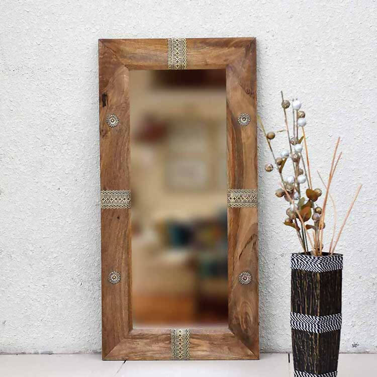 Omari Wooden Rectangular Wall Mirror (23in x 1in x 47in) - Home Decor - 1