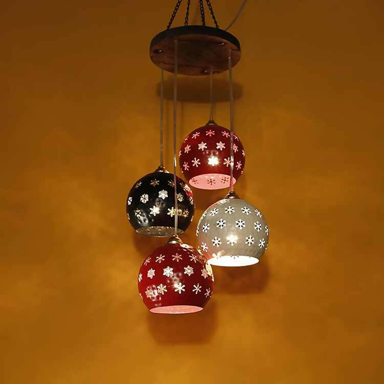 Star-4 Chandelier with Dome Shaped Metal Hanging Lamps (4 Shades) - Decor & Living - 1