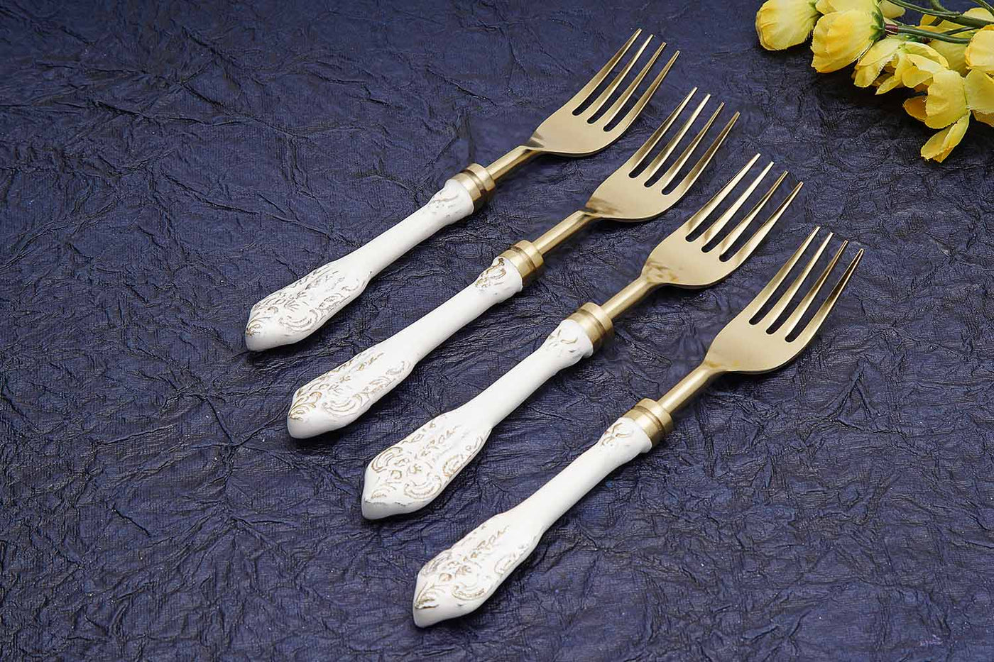 White Gold Stainless Steel Table Fork (Set of 4) - Dining & Kitchen - 2