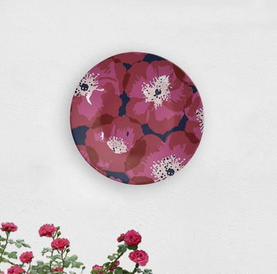 Red American Flower Art Decorative Wall Plate - Wall Decor - 1