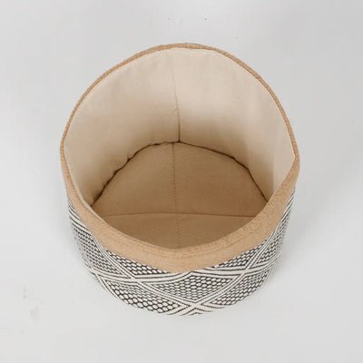 Jute Cotton Fabric Printed Basket - Storage & Utilities - 2
