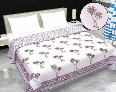 Orange Purple Palm Double Bed Mulmul Dohar