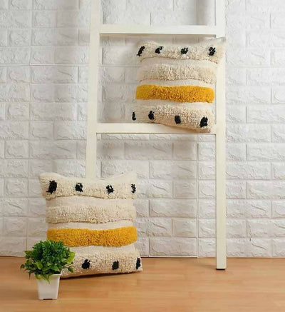 Tufted Cushion Cover, Rows, Dots, Off-White, Orange, Black - Decor & Living - 6