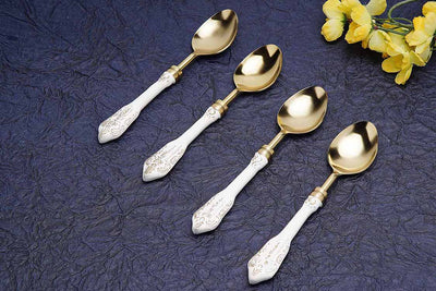 White Gold Stainless Steel Dessert Spoon (Set of 4) - Dining & Kitchen - 2