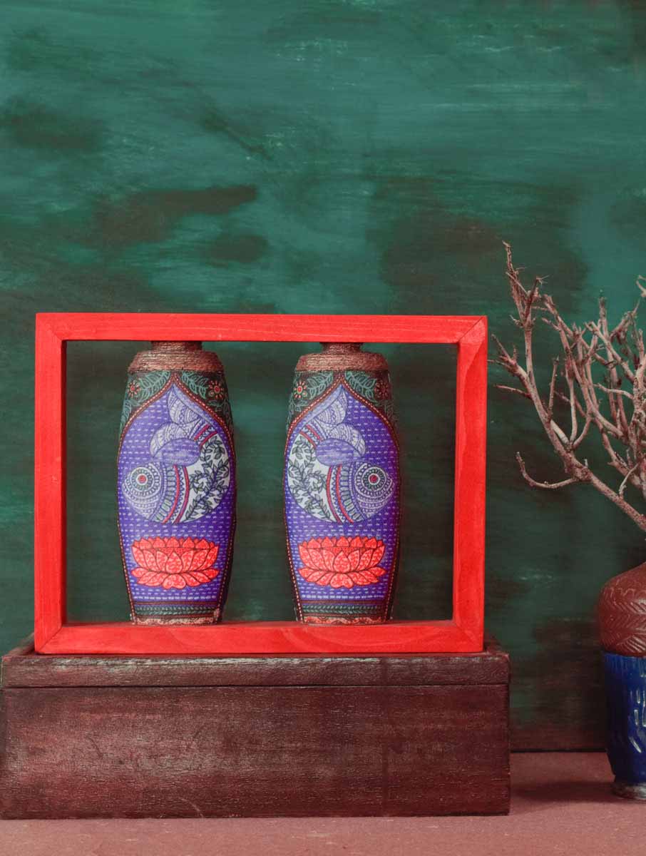 Rectangle Handpainted Flip Flop Vintage Bottle Wooden Frame with Ajanta Art - Decor & Living - 3