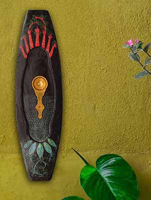 Vintage Wall Art with Handpainted Gond Art and Brass Ornament - Wall Decor - 1