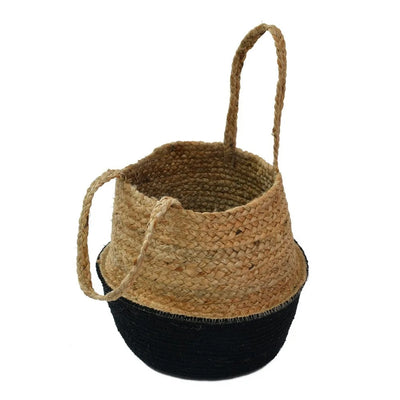 Belly Shape Jute Cotton Basket, Black Bottom - Decor & Living - 4