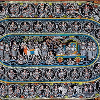 Pattachitra Painting of Mathura Vijay, Krishna with Balaram - Wall Decor - 2