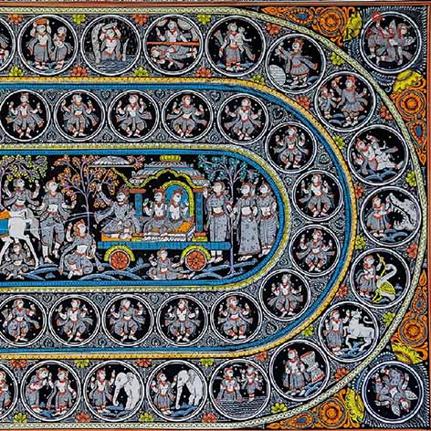 Pattachitra Painting of Mathura Vijay, Krishna with Balaram - Wall Decor - 4