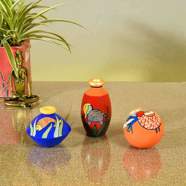 Miniature Animals Terracotta Vase - Set of 3 - Decor & Living - 1