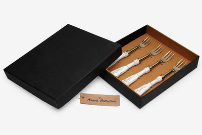 White Gold Stainless Steel Dessert Fork (Set of 4) - Dining & Kitchen - 3