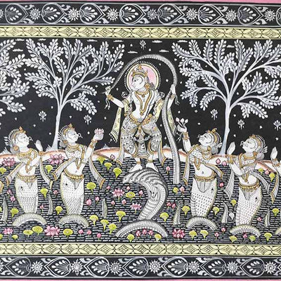 Pattachitra with Krishna Kalia Daman Theme - Wall Decor - 2