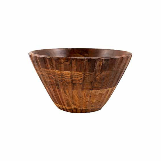 Serving Bowl Wooden Ribbed Small - Dining & Kitchen - 3