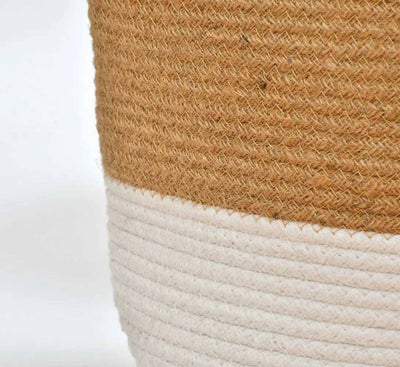 Jute Cotton Basket Dual Color Bottom White - Storage & Utilities - 2