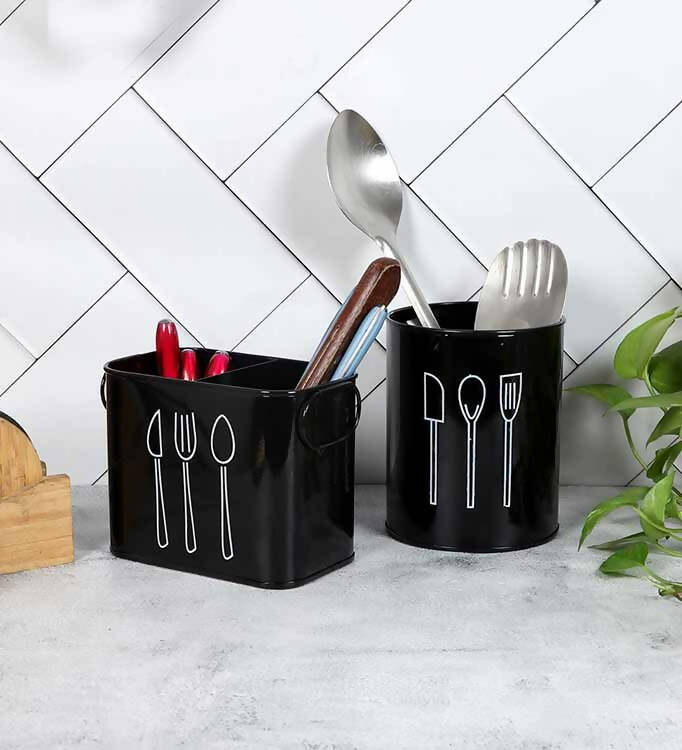 Black Cutlery Stand Set of 2