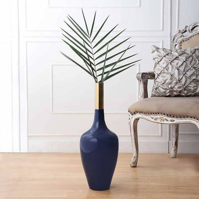 Slender Deidra Teal Blue Brass Vase 53-122-44-2