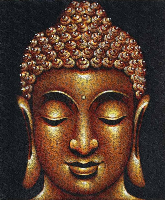 Golden Buddha on Lace Fabric - Wall Decor - 2
