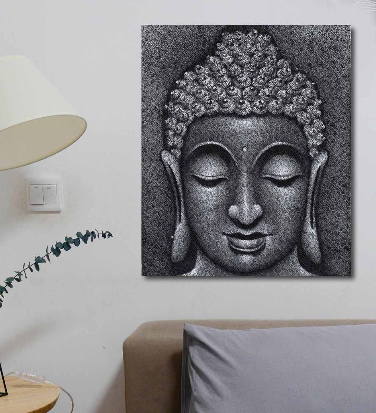 Tranquil Buddha on Lace Fabric - Wall Decor - 1