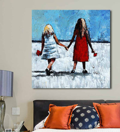 Sisters Walking Hand in Hand - Wall Decor - 1