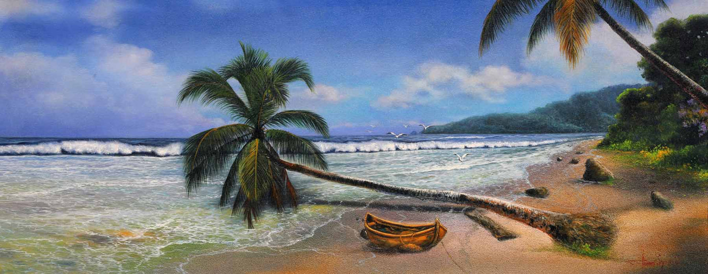 Tropical Beach with Palm Trees - Wall Decor - 2