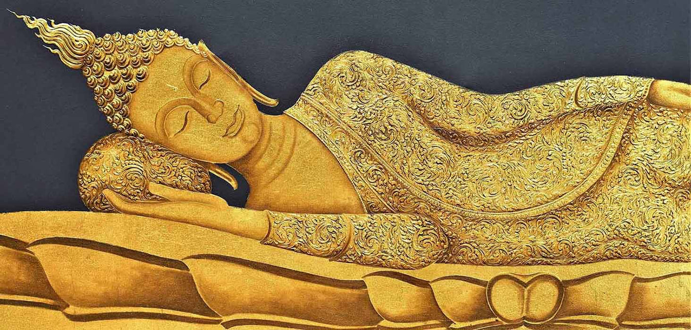 Golden Reclining Buddha - Wall Decor - 2
